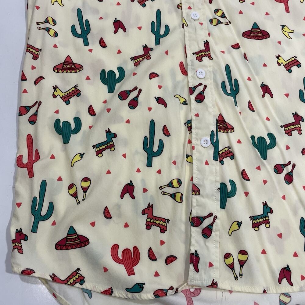 Tipsy Elves Cantina Captain Hawaiian Shirt Men’s Lg Piñata Cactus Cinco De Mayo